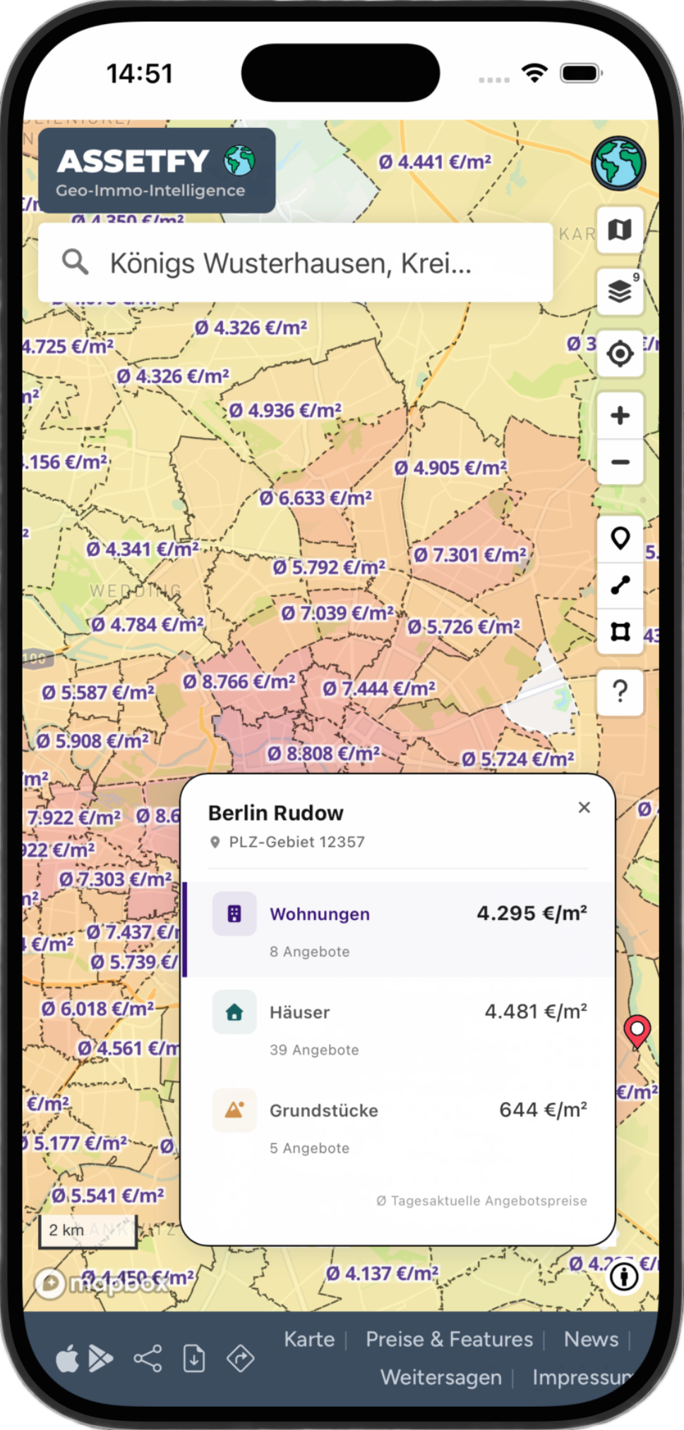 Assetfy App – Heatmap Immobilienpreise bundesweit